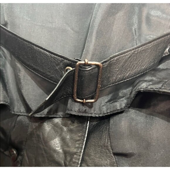 Beged-Or Black Leather Couturier Fine Leather Italia Biker Vest Sz 6 1980s 80s - Picture 6 of 7